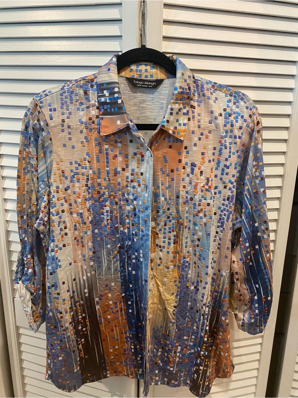 Tango Mango Women’s Yellow & Blue Button-Down Shirt